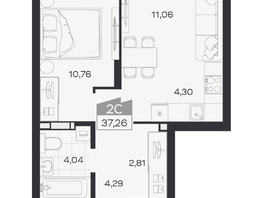 Продается 2-комнатная квартира ЖК Квартал 54, дом 1, 37.26  м&sup2;, 6453000 рублей