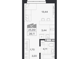 Продается Студия ЖК Квартал 54, дом 1, 25.89  м&sup2;, 4862000 рублей