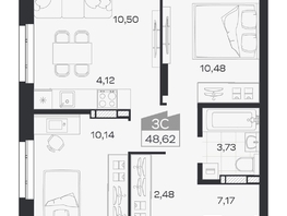 Продается 3-комнатная квартира ЖК Квартал 54, дом 1, 48.62  м&sup2;, 7908000 рублей