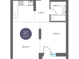 Продается 2-комнатная квартира  Квартал на Российской, дом 2, 41.16  м&sup2;, 8870000 рублей