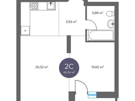 Продается 2-комнатная квартира  Квартал на Российской, дом 3, 40.34  м&sup2;, 8710000 рублей