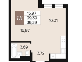 Продается 1-комнатная квартира ЖК Роза ветров, 39.39  м&sup2;, 6031670 рублей