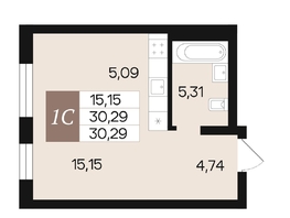 Продается 1-комнатная квартира ЖК Роза ветров, 30.29  м&sup2;, 5699520 рублей