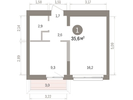 Продается 1-комнатная квартира ЖК Европейский берег, дом 32, 35.64  м&sup2;, 8050000 рублей