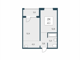Продается 2-комнатная квартира ЖК Цветной бульвар, дом 4 сек 2, 43.1  м&sup2;, 6450000 рублей