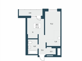 Продается 2-комнатная квартира ЖК Расцветай на Учительской, 47.2  м&sup2;, 6900000 рублей