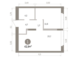 Продается 1-комнатная квартира ЖК Европейский берег, дом 32, 42.87  м&sup2;, 9100000 рублей