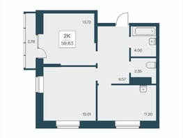 Продается 2-комнатная квартира ЖК Расцветай на Дуси Ковальчук, 59.63  м&sup2;, 9990000 рублей