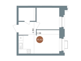 Продается 1-комнатная квартира  19/56 Кварталы Телецентра, 2, 30.7  м&sup2;, 6390000 рублей