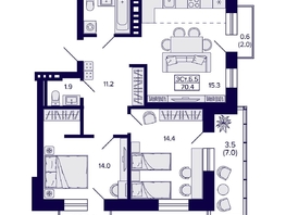 Продается 3-комнатная квартира ЖК Сподвижники, дом 1, 70.4  м&sup2;, 9900000 рублей