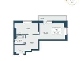 Продается 1-комнатная квартира ЖК Расцветай на Зорге, дом 1 , 52.5  м&sup2;, 4760000 рублей
