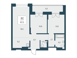 Продается 3-комнатная квартира ЖК Расцветай на Кропоткина, дом 2, 67.5  м&sup2;, 10400000 рублей