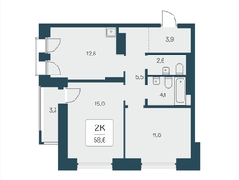 Продается 2-комнатная квартира ЖК Расцветай на Кропоткина, дом 2, 58.6  м&sup2;, 9710000 рублей