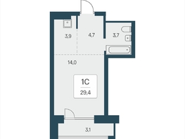Продается Студия ЖК Расцветай на Кропоткина, дом 2, 29.4  м&sup2;, 6050000 рублей