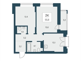 Продается 2-комнатная квартира ЖК Расцветай на Кропоткина, дом 2, 55.8  м&sup2;, 9360000 рублей