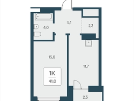 Продается 1-комнатная квартира ЖК Расцветай на Кропоткина, дом 2, 41  м&sup2;, 8650000 рублей