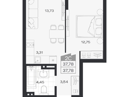 Продается 2-комнатная квартира ЖК Ясный берег, дом 20, 37.78  м&sup2;, 7095000 рублей