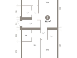 Продается 3-комнатная квартира ЖК Пшеница, дом 5.2, 91.49  м&sup2;, 13360000 рублей