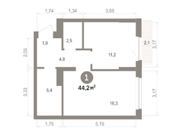 Продается 1-комнатная квартира ЖК Лебедевский квартал, д 1, 44.15  м&sup2;, 7980000 рублей