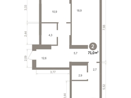 Продается 2-комнатная квартира ЖК Лебедевский квартал, д 1, 70.96  м&sup2;, 11430000 рублей