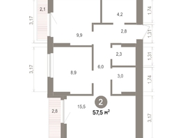 Продается 2-комнатная квартира ЖК Лебедевский квартал, д 1, 57.45  м&sup2;, 9620000 рублей