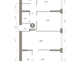 Продается 3-комнатная квартира  Квартал Молодость, дом 1, 86.22  м&sup2;, 13240000 рублей