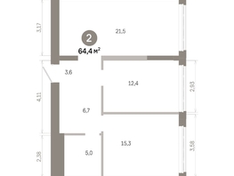 Продается 2-комнатная квартира  Квартал Молодость, дом 1, 64.44  м&sup2;, 9700000 рублей