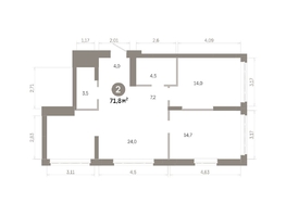 Продается 2-комнатная квартира  Квартал Молодость, дом 1, 71.76  м&sup2;, 10600000 рублей
