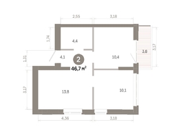 Продается 2-комнатная квартира  Квартал Молодость, дом 1, 46.72  м&sup2;, 6920000 рублей
