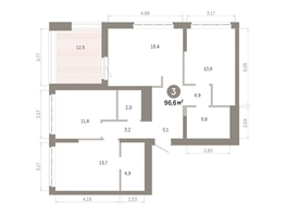 Продается 3-комнатная квартира  Квартал Молодость, дом 1, 96.64  м&sup2;, 14070000 рублей