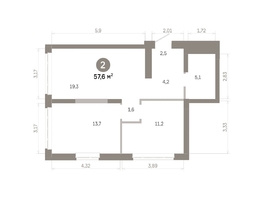 Продается 2-комнатная квартира  Квартал Молодость, дом 1, 57.62  м&sup2;, 8750000 рублей