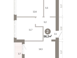 Продается 2-комнатная квартира  Квартал Молодость, дом 1, 56.33  м&sup2;, 8270000 рублей
