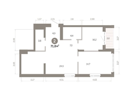 Продается 2-комнатная квартира  Квартал Молодость, дом 1, 71.79  м&sup2;, 10440000 рублей