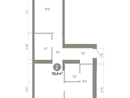 Продается 2-комнатная квартира  Квартал Молодость, дом 1, 70.35  м&sup2;, 10300000 рублей