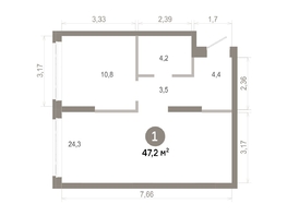 Продается 1-комнатная квартира  Квартал Молодость, дом 1, 47.23  м&sup2;, 6920000 рублей