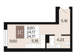 Продается 1-комнатная квартира ЖК Роза ветров, 24.17  м&sup2;, 4350600 рублей