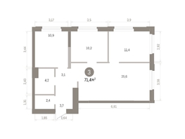 Продается 3-комнатная квартира ЖК Город на озере, 71.33  м&sup2;, 14240000 рублей