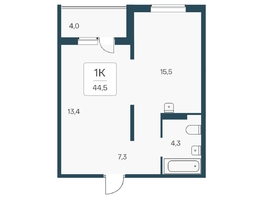 Продается 1-комнатная квартира ЖК Эко-квартал на Кедровой, д 3 сек 1, 44.4  м&sup2;, 5700000 рублей