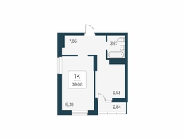 Продается 1-комнатная квартира ЖК Расцветай на Бугринской роще, 39.08  м&sup2;, 7080000 рублей