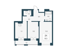 Продается 2-комнатная квартира ЖК Расцветай на Кропоткина, дом 1, 58.5  м&sup2;, 10570000 рублей