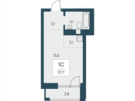Продается Студия ЖК Расцветай на Кропоткина, дом 2, 27.7  м&sup2;, 5800000 рублей