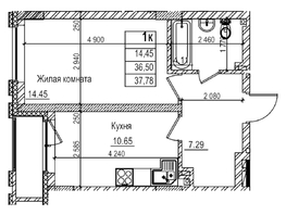 Продается 1-комнатная квартира ЖК Чернышевский, корп 3.3, 36.5  м&sup2;, 6900000 рублей