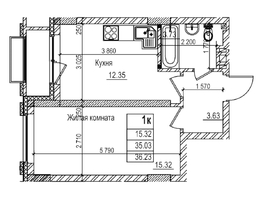 Продается 1-комнатная квартира ЖК Чернышевский, корп 3.3, 35  м&sup2;, 7930000 рублей