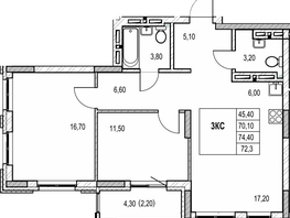 Продается 2-комнатная квартира ЖК Автограф, 70.1  м&sup2;, 10300000 рублей