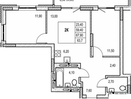 Продается 2-комнатная квартира ЖК Автограф, 59.4  м&sup2;, 8999000 рублей