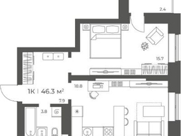 Продается 2-комнатная квартира ЖК Черемушки на Приморской, 46.26  м&sup2;, 7000000 рублей