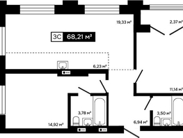 Продается 2-комнатная квартира ЖК Платина, 65.84  м&sup2;, 20778000 рублей