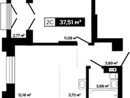 Продается 2-комнатная квартира ЖК Платина, 34.74  м&sup2;, 12644000 рублей