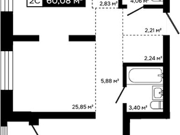 Продается 2-комнатная квартира ЖК Платина, 57.6  м&sup2;, 20006000 рублей