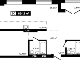 Продается 2-комнатная квартира ЖК Платина, 66.75  м&sup2;, 21739000 рублей